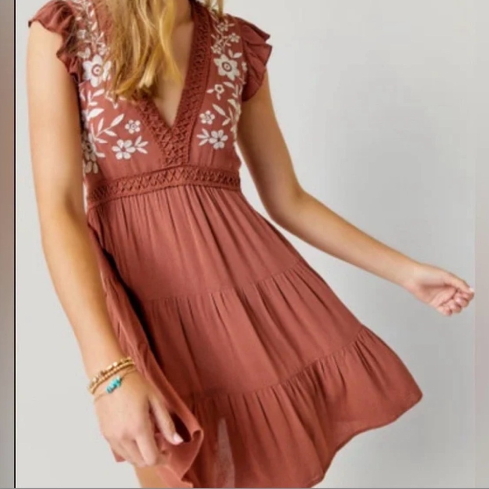 Miami Terracotta Floral Mini Dress